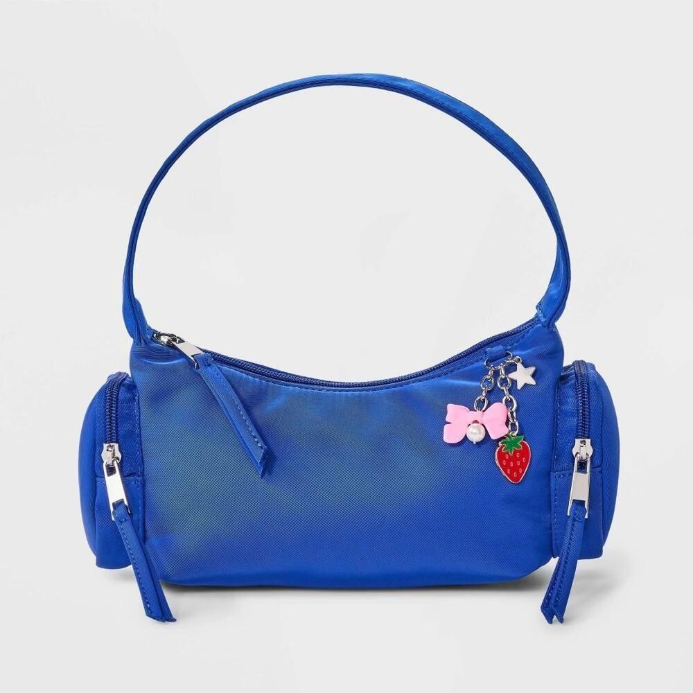 Girls' Quilted Cargo with Pockets Shoulder Bag - Art Class™ Blue